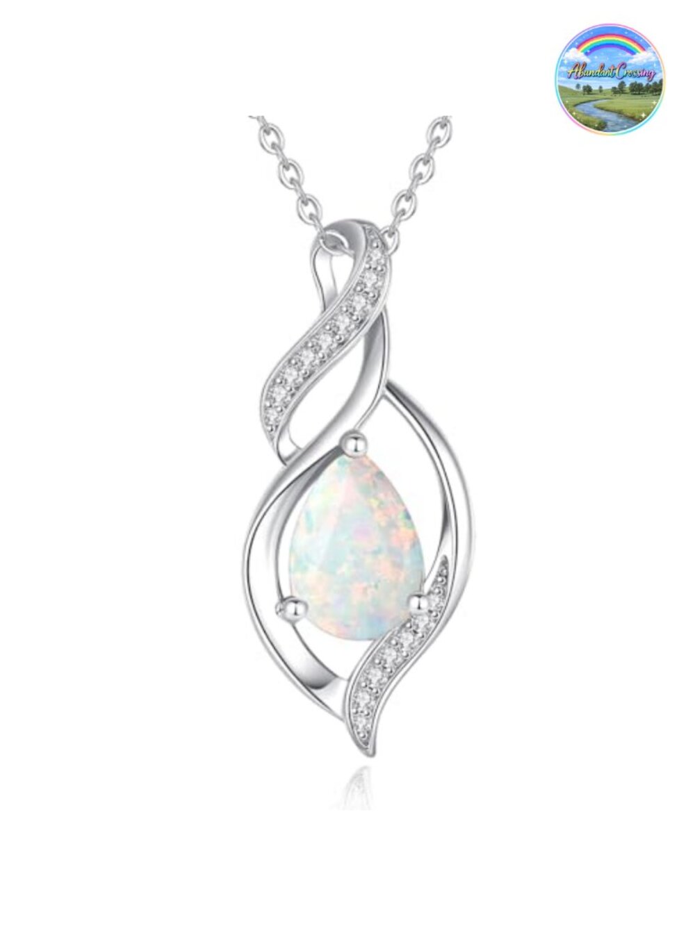 Opal Birthstone Necklace in Sterling Silver | October Gift